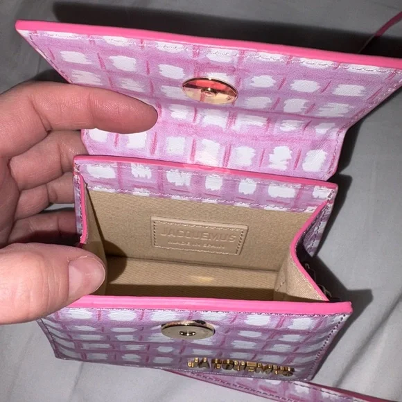 Jacquemus Le Chiquito Pink Checkered Women's mini Handbag - Picture 6 of 7